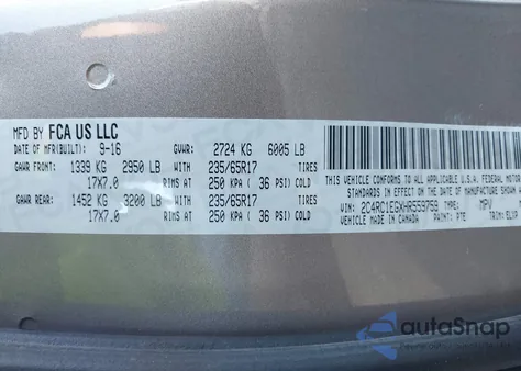 2017 Chrysler Pacifica Touring-L Plus from USA, damaged, VIN 2C4RC1EGXHR559759